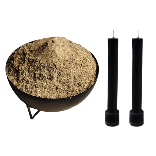 [BRSREGDRCABA2ALB] De-Addiction Intention Mix with 2 Taper Candles | 75+ Ingredient Spiritual Blend for Addiction Release, Aura Cleansing & Energy Detox. (30 Grams)