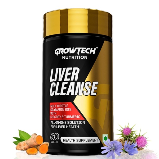 [BRSRAZYLOIMBE333] Growtech Nutrition Liver Cleanse & Detox Supplement | Re-Generate & Repair Formula With Milk Thistle | Supports Gut Health & Cholesterol 60 Tablets
