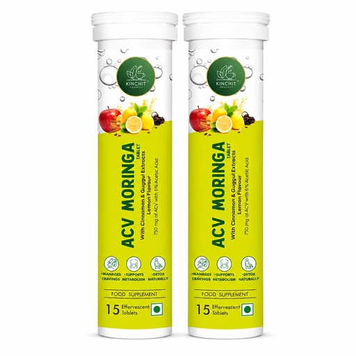 [BRSRYFLYPIHQI2AZ] Apple Cider Vinegar ACV Moringa, 750 mg with 6% Acetic Acid, Cinnamon and Guggul Extract | Lemon Flavour (Pack Of 2)