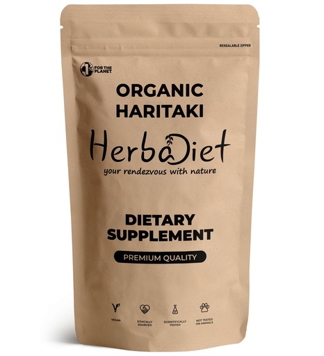 [BRSROGALBYDWG2T7] Herbadiet Organic Haritaki Fruit Powder|227 Gram|100% Certified Terminalia Chebula|Detoxification & Rejuvenation