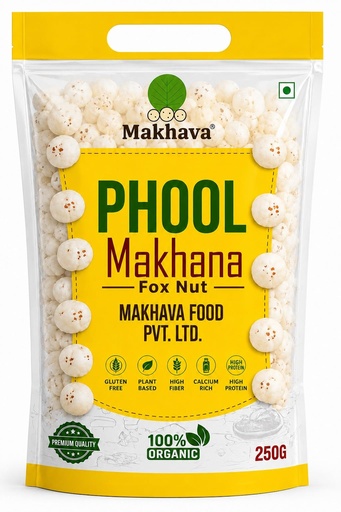[BRSRYGQPBMCR62TB] Makhava Foods Pack (250g each) - Premium Fox Nuts 4+, 5+, 6+ and 250 gm packet. Total -1 KG