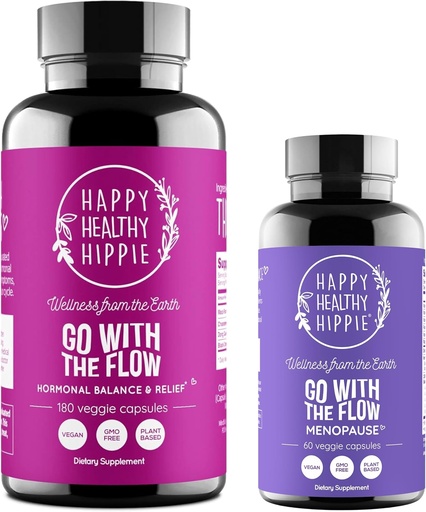 [BRSRAAIDB55GGGY4] Happy Healthy Hippie Go with The Flow Menopause Support & Go with The Flow Hormone Balance for Women (180ct)