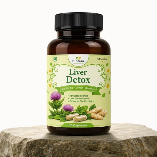 [BRSRGCA7DMJRGCLU] Biotane Liver Detox with Milk Thistle+Dandelion+Ginger, 60 Veg Capsules