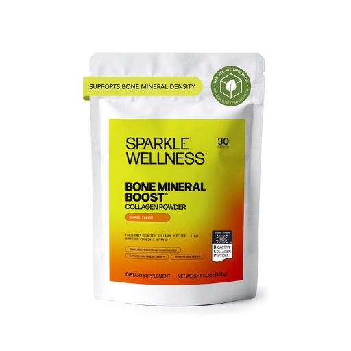 [BRSRAZQRCINGAFDD] Sparkle Wellness Bone Mineral Boost FORTIBONE Collagen (Orange) | 30 Serves, Bone Supplement for Women with Nutra C Buffered Vitamin C for Bone Health Support