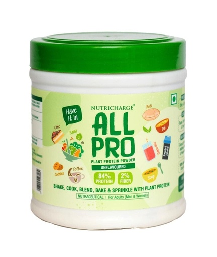 [BRSRYGQDAQNA2EL4] All Pro Unflavoured Plant Protein Powder for Adults Men and Women 84 Percent Protein 2 Percent Fiber Plant Based Nutrition for Shake Cook Blend Bake and Sprinkle Daily Use 200 gm