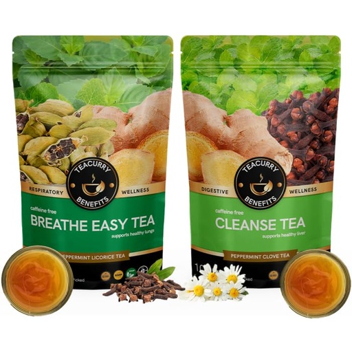[BRSRMGD6BF5GEHTP] TEACURRY Lung Cleanse and Liver Cleanse Tea Combo (1 Months | 100x2 Loose) - Support to quit Smoking and Drinking Alcohol