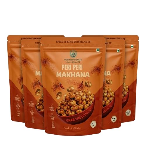 [BRSRYYIZCECBS33B] Farmzo Foods Peri Peri Makhana | Pack of 5 X 50G | Crispy Roasted Fox Nuts | 250G