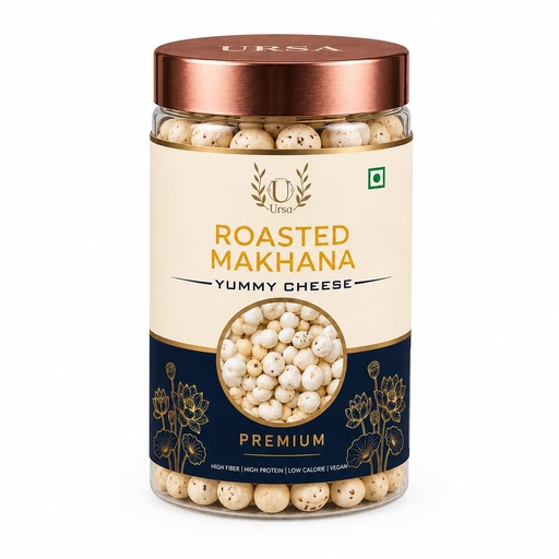 [BRSRY2T6A4BWEDLB] Ursa U Roasted Makhana, Cheese Flavour, Gluten Free, Rich in Calcium, Source of Protein and Fiber, Zero Cholesterol (80 g)