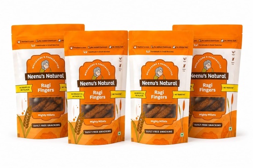 [BRSRYYIZAENGYHLK] Neenu's Natural Ragi Fingers -100g (Pack of 4)| Healthy & Tasty Millet Snack | Rich in Fibre & Protein | Helps Reduce Cholesterol | Nutritious Anytime Snack | No Added Preservatives