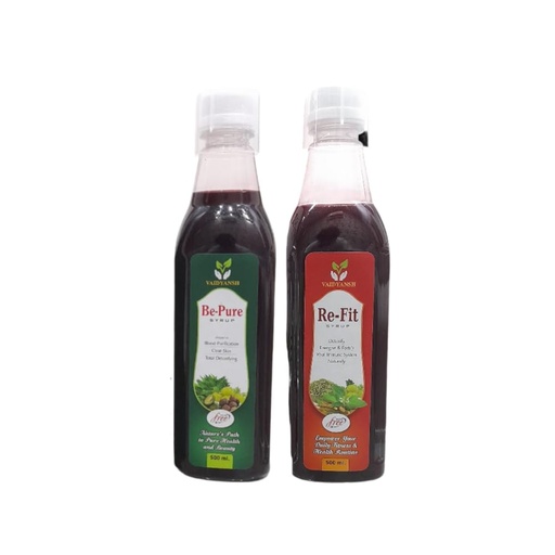 [BRSREFQCCENGKFLX] Be-Pure & Re-Fit Herbal Syrup Combo | Blood Purification, Detox & Immunity Booster | Ayurvedic Health Tonic – 500 ml Each