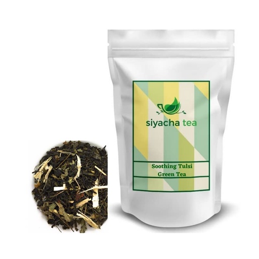 [BRSRMHDRBEBRG33K] Siyacha Tea Soothing Tulsi Green Tea, Wellness Range, Calming Natural Detox Immune Booster Chai Patt, 100 Grams