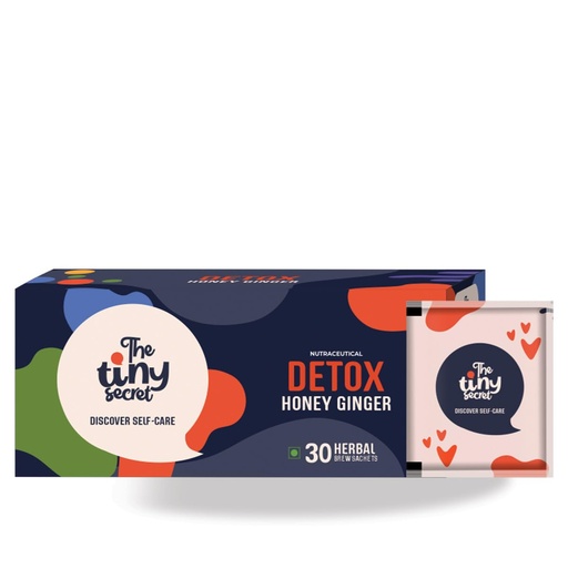 [BRSRMYI3CAARQA35] The Tiny Secret- Detox Brew | Enhances Energy Level | Helps Control Appetite and Emotional Eating | Supports Natural Fat Burning | Reduces Bloating and Supports Microbiome | Honey ginger Flavour | 30 Sachet | Pack of 1