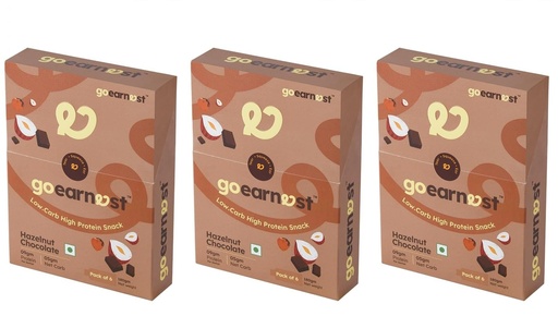 [BRSRYED5A4CB4EQ4] Goearnest Hazelnut Chocolate Low Carb, High Protein Snack | 9g Protein, 5g Net Carbs | No Added Sugar, High Fibre, Gluten Free | 30g,Pack of 3