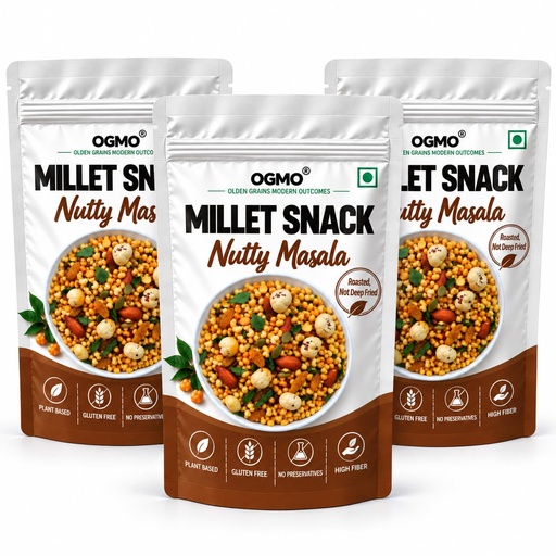 [BRSRYFQ5O4AW2DL2] 3x 50g Nutty Masala Millet snack