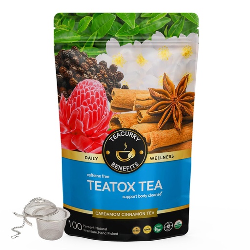 [BRSW2YD5BUIRUADO] TEACURRY Teatox Tea (2 Months Pack, 200 Grams Loose) + Infuser - Helps with Liver Detox, Intestinal Health, Metabolism - Teatox Tea for Weight Management and belly fat tea bags
