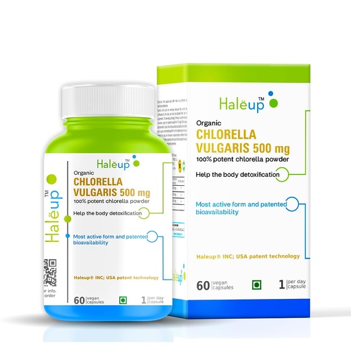 [BRSRAEATB57A2AY7] Haleup Organic Chlorella Detox Caps 600 mg | Protects Liver and promotes Health | Removes Heavy Metals & Body Toxins I 60 Veg Capsules