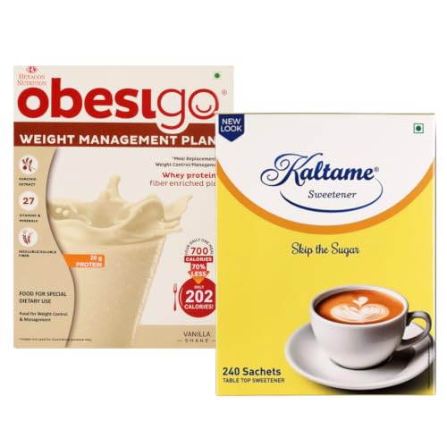 [BRSRYGT5AECQI237] Obesigo BLCD - Weight Management | Vanilla - 350Gm (7 Sachets*50g) + Kaltame - Non Caloric Sweetener