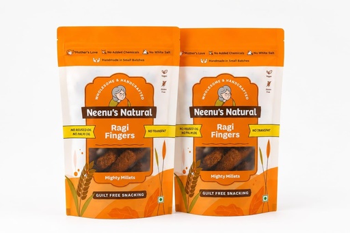 [BRSRYYIZAUNQYAY6] Neenu's Natural Ragi Fingers -100g (Pack of 2)| Healthy & Tasty Millet Snack | Rich in Fibre & Protein | Helps Reduce Cholesterol | Nutritious Anytime Snack | No Added Preservatives