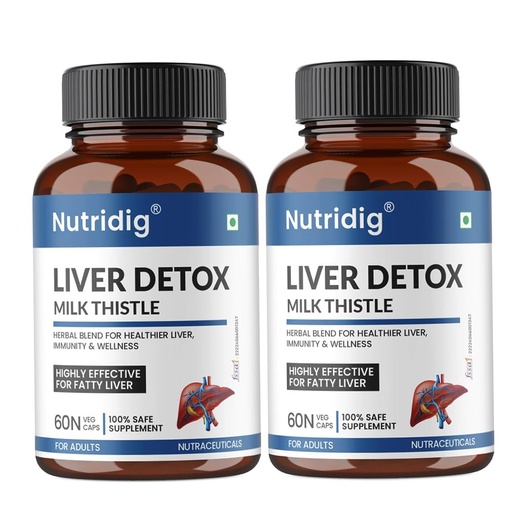 [BRSREAIKBUMAE2Q3] Liver Detox with Milk Thistle | Herbal Blend for Healthy Liver, Fatty Liver Support, Immunity & Wellness | Pack of 2-120 Veg Capsules