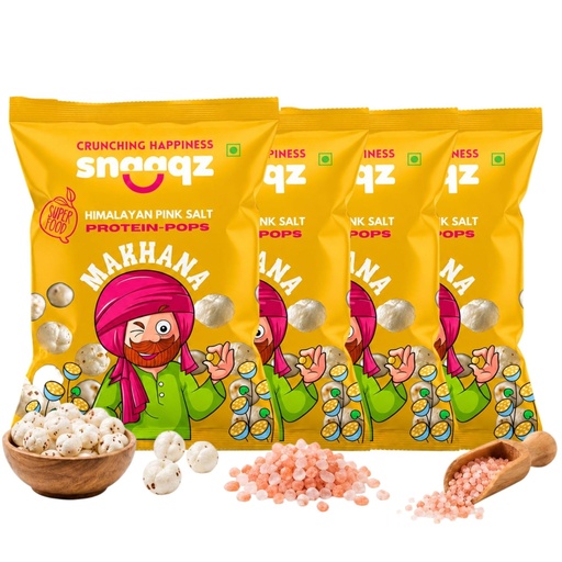 [BRSRYZAPCUARO3D4] Snaaqz Himalayan Pink Salt Makhana | Guilt-Free, Low Calorie & High Protein | Perfect for Evening Hunger | Roasted Fox Nuts Pack Of 4(30gm Per Pack)