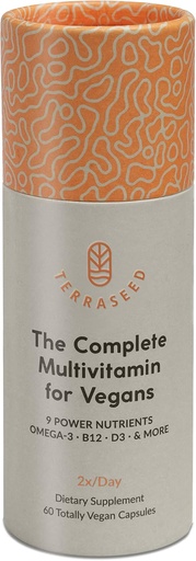 [BRSW2BABO55Q2DLB] Complete Vegan Multivitamin with Iron, Omega 3, Vitamin D3, Folate, Zinc, Vitamin B12, & More - 100% Sustainable Vegan Vitamins - Non-GMO, Gluten Free, Made in The USA (30 Day Supply)