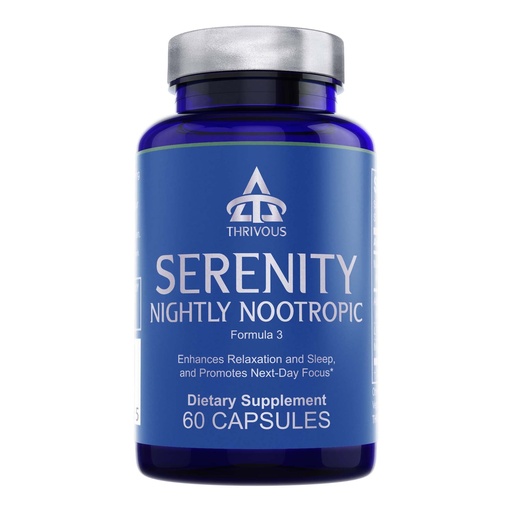 [BRSWG2YOBN6QODLF] Thrivous Serenity Nightly Nootropic – Sleep & Relaxation Formula with KSM-66 Ashwagandha, L-Theanine, Magnesium Glycinate & Melatonin – 60 Vegan Capsules