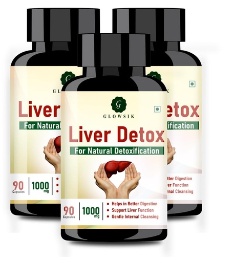 [BRSRGHD2OUIGOHLH] GLOWSIK Liver Detox Capsules Veg Capsules for Natural Liver Cleansing & Detoxification | Supports Healthy Liver Function, Better Digestion & Internal Purification Supplement (270 capsules)