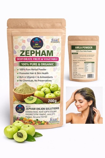 [BRSRGA35C57QYGTG] Dehydrated Fruit & Vegetable Amla Powder – 100% Pure & Organic Herbal Blend for Hair & Skin Health | Rich in Vitamin C & Antioxidants | Natural Superfood Supplement | India Organic and USDA Certified -(200g)(Pack of 1)