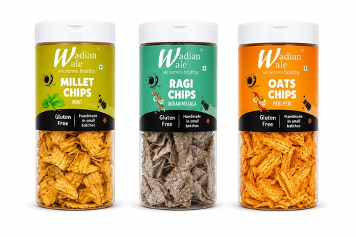 [BRSRYZD4CICWAH3H] Wadianwale Healthy Diet Multimillet Mint Gluten Free Chips & Palak Masala Gluten Free Chips & Ragi Masala Gluten Free Chips (Pack of 3)