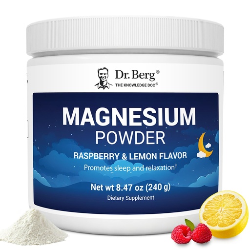 [BRSRAAYQCINWKETV] Dr. Berg Magnesium Glycinate Powder for Sleep, Relaxation, & Stress Relief - Now Includes Vitamin D3 & Zinc - Delicious Raspberry & Lemon Flavor (50 Servings) Magnesium Powder - Magnesium Drink Powder
