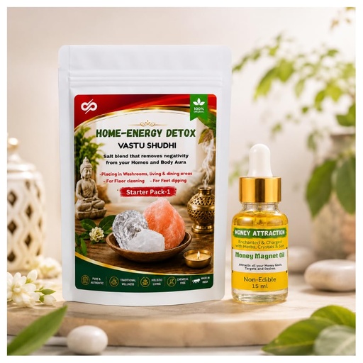 [BRSRYZAKBYIWO2Q6] Home Energy & Prosperity Pack | Money Magnet Oil (15ml) + Home Energy Detox | Home Wellness Combo for Positive Environment, Mindful Living & Intention-Based Practices | Made in India