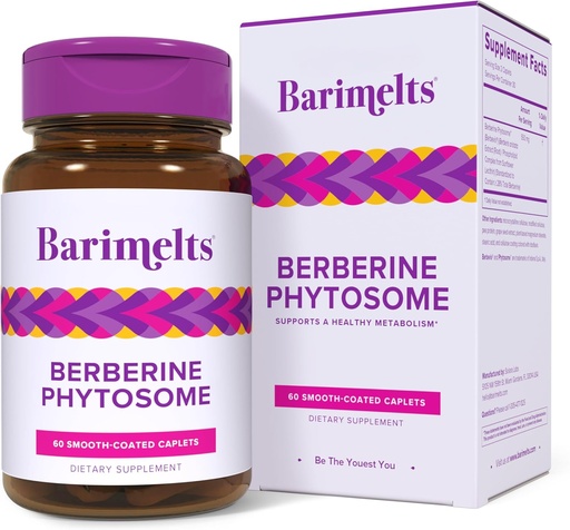 [BRSRA2YKO4AWAELO] Barimelts Berberine Phytosome 550mg pro uživatele GLP-1 a bariatrické pacienty - Podpora metabolismu - 60 hladkokrevných nádob (1- měsíční zásoba)