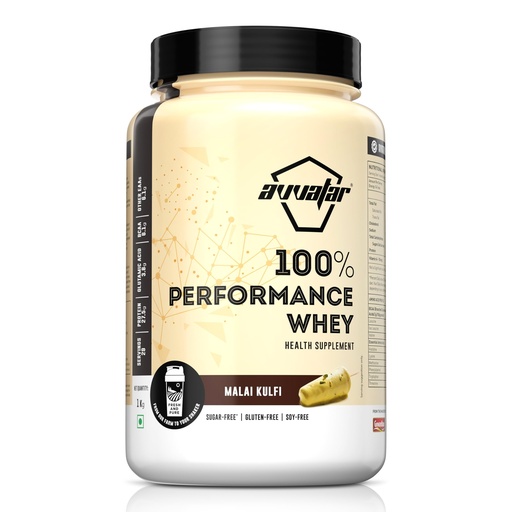 [BRSRAAIPDECWKDTX] avvatar PERFORMANCE WHEY PROTEIN | 1Kg | Malai Kulfi Flavour I 27.5g Protein | 29 Servings