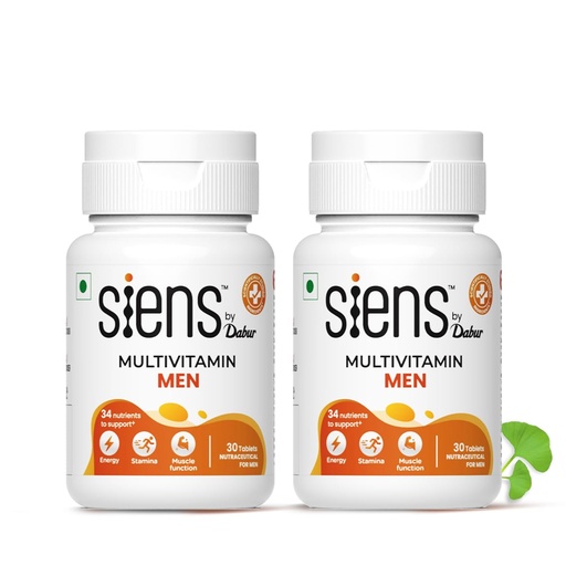 [BRSREBQTAAMBGG32] Siens By Dabur Multivitamin for Men-30 tablets | Enriched with 34 nutrients to Support Overall Health, Energy, Stamina & Muscle Function (Pack of 2)