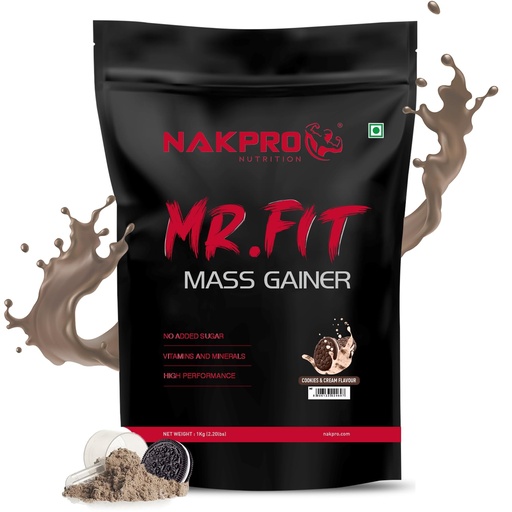 [BRSROAL2CMBBEF32] Nakpro MR. FIT Super Fast Weight Gainers/Mass Gainers (1 Kg, Cookies & Cream)