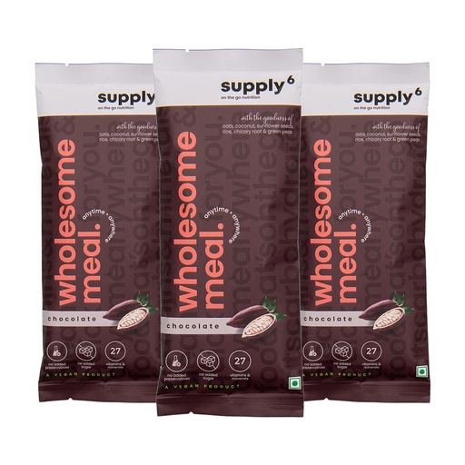 [BRSW2HACCEFAGF3G] Supply6 Wholesome Meal | Easy, Drinkable Breakfast & Lunch on The Go | 400 Calories (Chocolate, 3 Meals)
