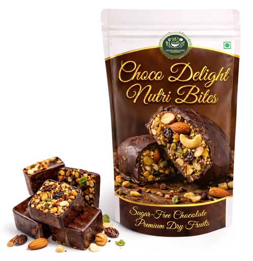 [BRSRGFQECB4BS3LB] HealthyCrave Cuisine Choco Delight Nutri Bite | Sugar-Free Chocolate with Dry Fruits | High Fiber Energy Bites | Tiffin-Ready Snack | (100 g, Sugar Free -Dark Chocolate)