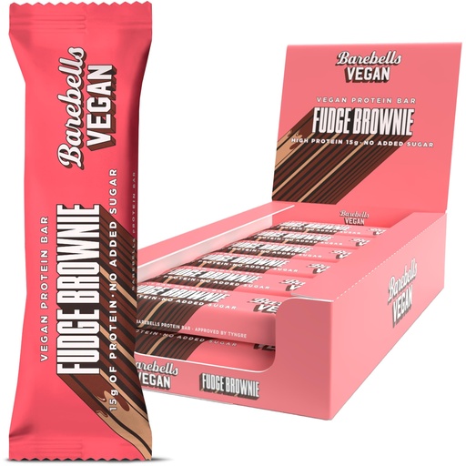 [BRSRGFIOBMMRUFY3] Barebells Vegan Fudge Brownie Protein Bar 55g – Plant-Based High Protein Snack, No Added Sugar, Vegan Chocolate Brownie Flavor