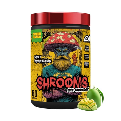 [BRSRGFT6AEMGKHT6] Absolute Nutrition SHROOMS Pre Workout Powder (60 Servings, 500g) | With Beta Alanine, L-Citrulline DL-Malate 2:1, Cocoa Bean Extract & Bitter Orange | (Green Mango)