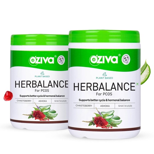 [BRSREFABB5YQ2DTH] OZiva Plant Based HerBalance For PCOS Supplements Powder For Women 200G, Pack of 2