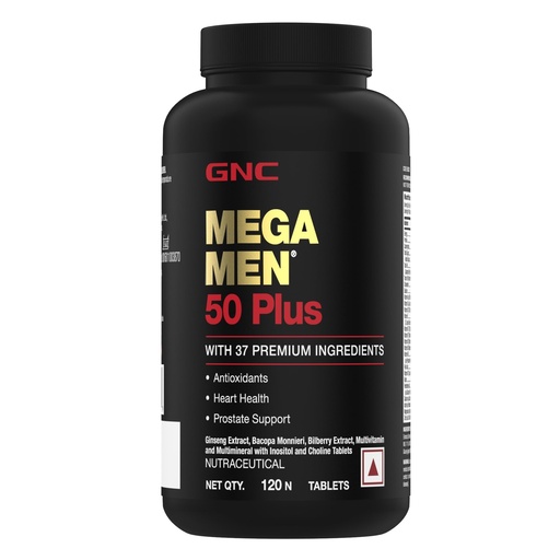 [BRSWYEL7PJYBQAD2] GNC Mega Men 50 Plus Multivitamin | 120 Tablets | 37 Premium Ingredients | Promotes Prostate Health | Boosts Immunity | Protects Heart & Vision | Supports Memory | Formulated In USA