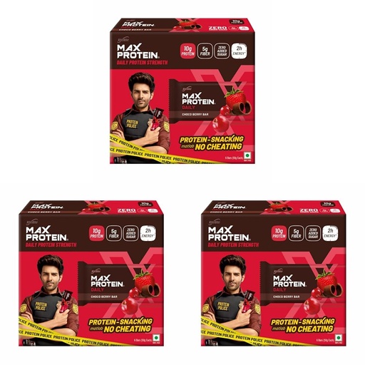 [BRSRYZAOBMNRS3Y4] RiteBite Max Protein Daily Choco Berry Protein Bars with 10g Protein, 5g Fiber & 21 Vit. & Minerals | 0 Added Sugar, No Cholesterol & Trans Fat For Upto 2h of Energy, Healthy Snack, 50g (Pack of 18)