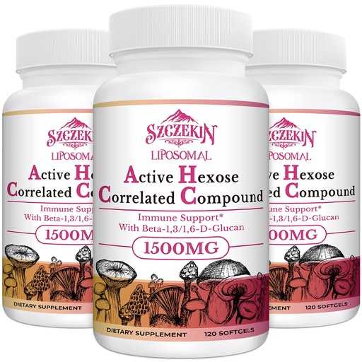 [BRSRMFLQDMHBSHTV] 1500mg Liposomal Active Hexose Correlated Supplement,360 Soft Gels Beta-Glucans with Natural Mushroom Extract, Immune System, Liver Function, Maintain T-Cell & Killer Cell Activity