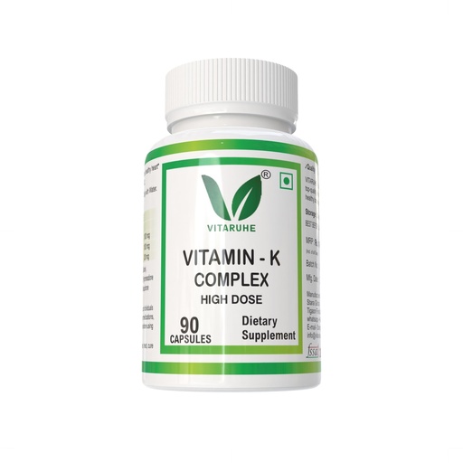 [BRSRMGT2CAIB6GT3] VITARUHE® Vitamin K Complex, High Dose K1 + K2 Menaquinone High Strength & Vegan (MK4 +MK7), 90 Capsules for 3 Months, Best Bioavailability, Supplement Without Additives (1)