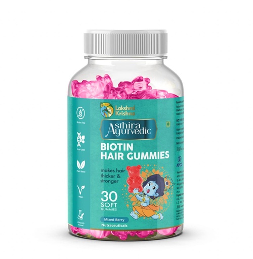 [BRSRG235BUCQOYL6] Lakshmi Krishna Naturals Biotin Hair Gummies | Supports Hair Growth & Hair Fall Control | With Zinc, Vitamins & Prebiotics | No Added Sugar | 30 Gummies