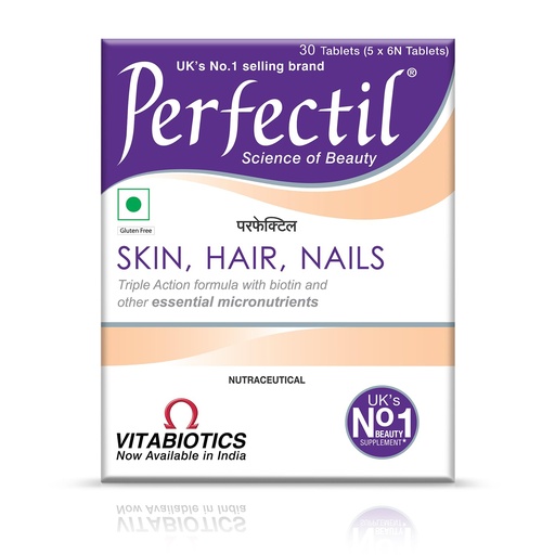 [BRSRO2QLOUIBGFI2] Perfectil Multivitamin Supplements For Men & Women, Packed With Biotin And Grape Seed Extract For Radiant And Younger-Looking Skin, Hair Fall Control, Stronger Nails, 30 Tablets (Pack of 1)