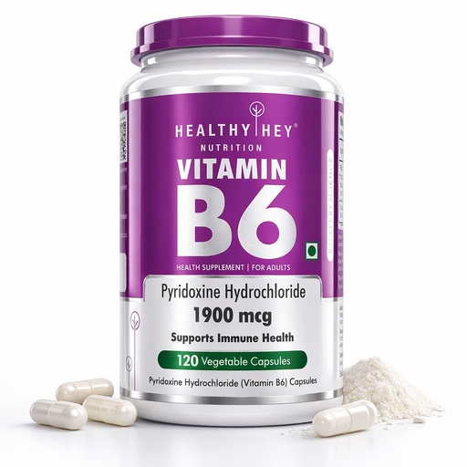 [BRSWYGIRBUDQ4ADV] HealthyHey Nutrition Vitamin B6 Pyridoxine -120 Veg. Capsules