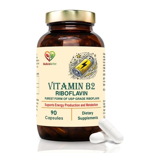 [BRSRA2Y6CRYAGDLP] Vitamin B2 Riboflavin - High Potency, Supports Energy Metabolism & Cellular Health, 90 Capsules