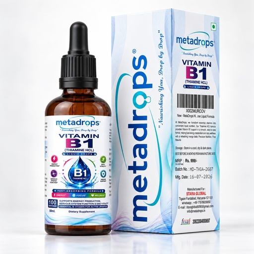 [BRSRYZYKARYBMFLV] High-Absorption Vitamin B1 Thiamine HCL Liquid Drops 50ml | Essential Carb Metabolism Catalyst, Nerve Path Protection, Brain Focus & Stress Defense Blend | Easy Dose Liquid Formula