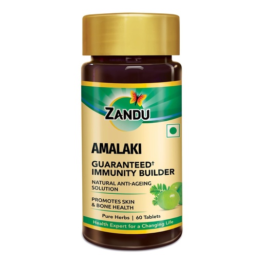 [BRSROBAYAAPBM33V] Zandu Amalaki Tablets with 100% Pure Amalaki Extract for Enhanced Immunity & Wellness | Rich in Vitamin C & Antioxidants | Promotes Skincare & Haircare | 100% Safe & Vegetarian | (60 Tabs)